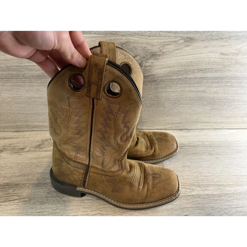 Smoky Mountain Boots Youth‎ Size 1M Distressd Brown Cowboy Boots 436651